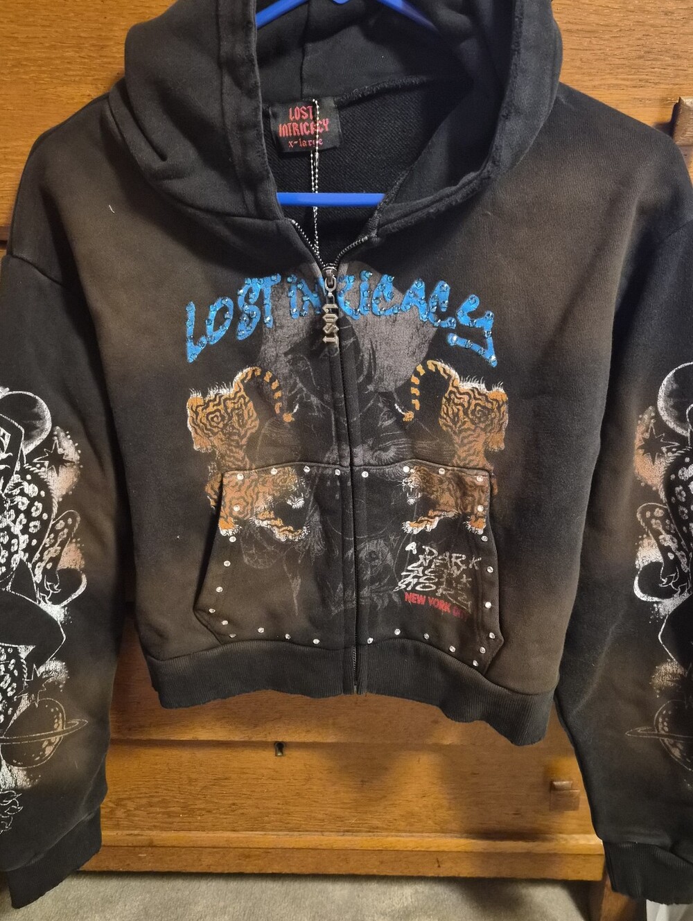 Lost Intricacy Twin Tiger Womens Zip Up Hoodie Sweatshirt